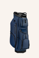Vessel Lux XV 2.0 Cartbag mit mehreren Fächern und Tragegriff, schwarzes Design für Golfwagen.