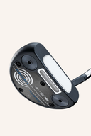 Odyssey Ai-One Rossie S Putter, golffert mit schwarzem Griff und Edelstahlkopf, auf grünem Rasen, Nahaufnahme