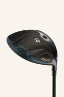 TaylorMade Qi4D LS Driver, moderne Golfschläger mit schwarzer Schlägerkopf-Design und metallic-blauer Akzentlinie.