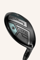 Callaway REVA RISE 2025 Fairway Holz, modernes Golfholz mit schwarzer Oberfläche und eleganter Gestaltung, frontale Ansicht