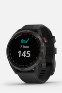 Schwarze Garmin Approach S42 GPS-Golfuhr mit displayspezifischer Ansicht und modernen Design, Fitness- und Golftracking.