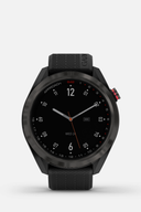 Schwarze Garmin Approach S42 GPS-Golfuhr mit Display und modernen Funktionen, sichtbar in der Abbildung.