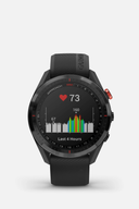Schwarz Garmin Approach S62 GPS-Golfuhr mit digitalem Zifferblatt und sportlichem Design, für präzises Golfspiel.