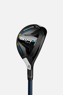 TaylorMade SIM 2 Max Hybrid Golfschläger, Nahaufnahme des Schlägerkopfs mit schwarzem Design und Branding.