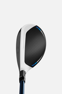 TaylorMade SIM 2 Max Hybrid mit schwarzen Schlägerkopf, detaillierte Schlagfläche und Griff sichtbar