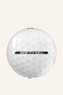 Weiße Srixon Soft Feel Golfbälle, Nahaufnahme, weiche Oberfläche, ideal für Anfänger und Freizeitgolfer