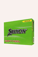 Gelbe Srixon Soft Feel Golfbälle, Nahaufnahme der Bälle mit weicher Oberfläche, für angenehmes Spiel.