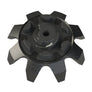 Schwarze Widow Golf-Spikes von Softspikes, Nahaufnahme der spitzenartigen Spikes auf einem Golfschuh.