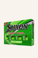 Srixon Soft Feel Bälle, grüne Golfbälle mit softem Gefühl und sichtbarem Branding, auf weißem Hintergrund.