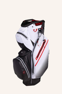 Runder Sun Mountain H2NO Staff Cartbag mit mehreren Fächern und Tragegriffen, wasserabweisendes Golf-Accessoire für den Cart.