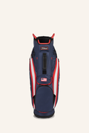 Titleist Cart 14 Bag, golf Cartbag mit 14 Fächern, schwarzes Design, zeigt mehrere Fächer und Tragegriffe.