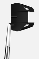TaylorMade Spider GT Black Putter, schwarzer Golfschläger mit schwarzem Griff und modernem Design, auf grauem Hintergrund.