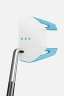 TaylorMade Spider GT Single Bend Putter in hellblau und weiß, mit präziser Ausrichtung und modernem Design.