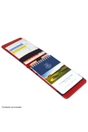 Schwarzer und roter Scorecard-Halter im Ostrich-Optik, Golfers Paradise Geschenkartikel für Golfer, detailreiche Textur sichtbar