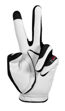 Golfhandschuh von Zoom mit Peace-Print, bequemer Tour-Golfhandschuh für besseren Griff und Komfort beim Golfspielen.