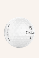 Wilson Triad Golfbälle, Nahaufnahme der weißen Bälle mit Logo und Markierungen, für verbessertes Golfspiel