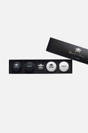 Volvik Skull Pack Golfbälle Set, weiße Golfbälle mit schwarzem Totenkopf-Design, ideal für das Golfspiel.