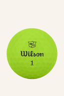 Wilson Duo Soft Golfbälle mit grünem Stempel, weiche Bälle für verbessertes Spielgefühl und Kontrolle.